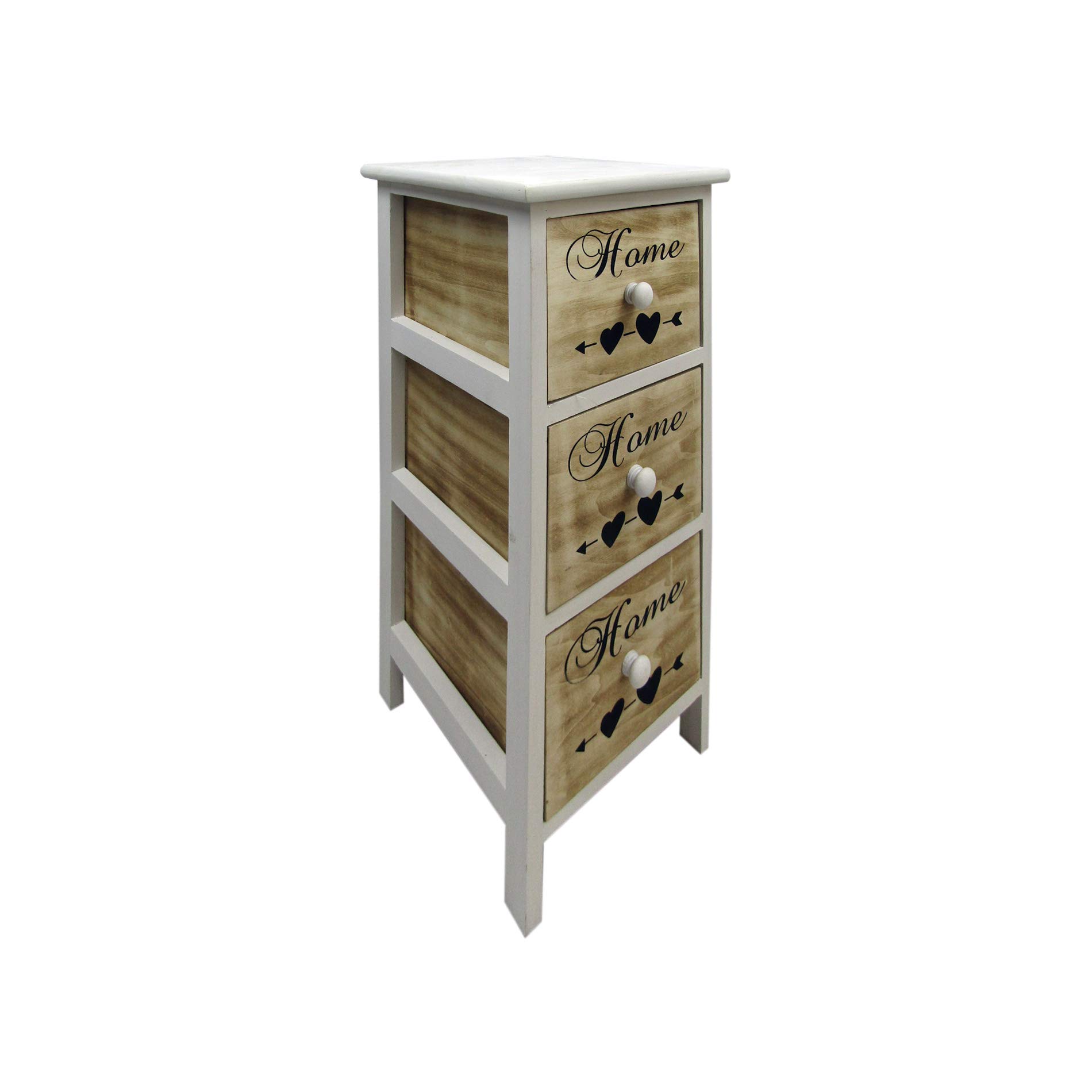 Rebecca Mobili Comodino Stretto, Cassettiera 3 Cassetti, Legno Bianco Marrone, Montato, Scandinvavo, per Camera Da Letto Soggiorno - Misure: 59 x 26 x 30 (HxLxP) - Art. RE6492