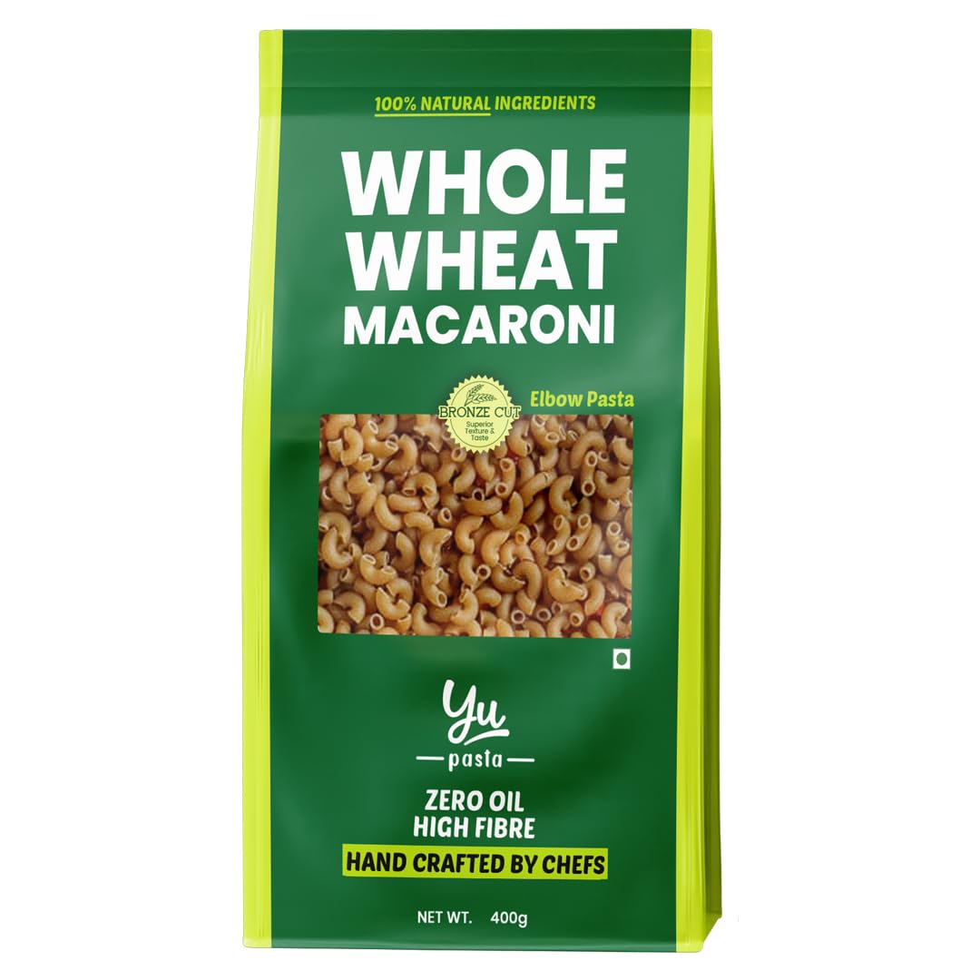100% Whole Wheat Pasta - Macaroni - High Fibre - Zero Preservatives - No Maida & 100% Atta - Just Boil - 400g - Yu-image-27
