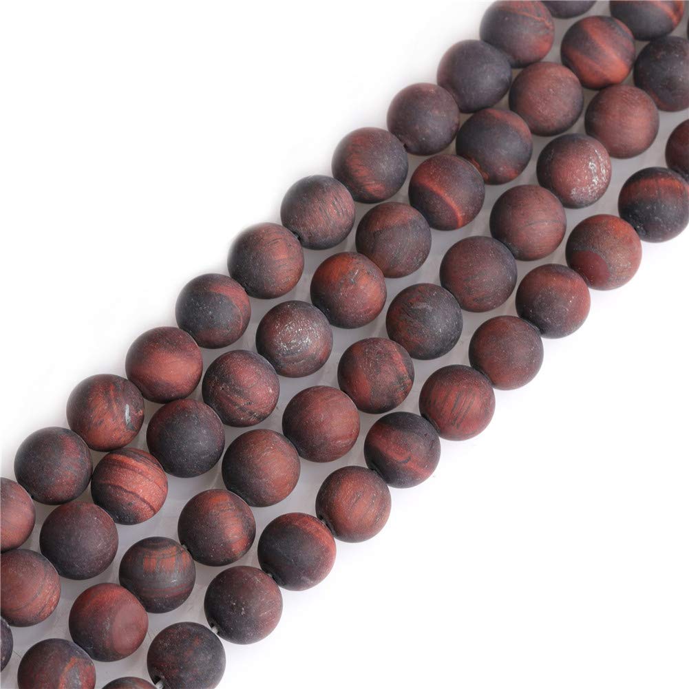 SHGbeads Frost Matte Red Tiger Eye Gemstone Semi Precious 8mm Round Loose Beads for Jewellery Making DIY Bracelet Necklace Crafts 15''