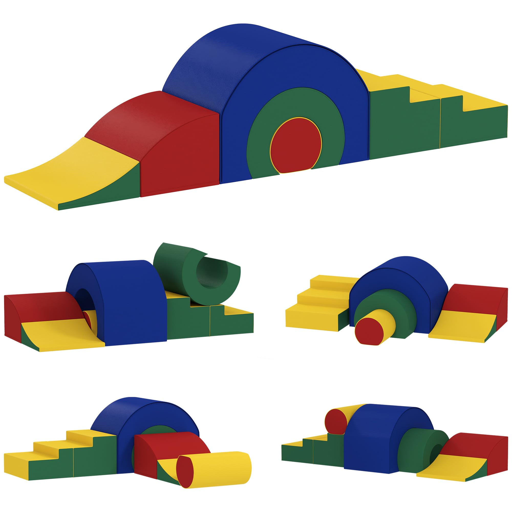 AIYAPLAY Parcours Motricité Bébé Modulable Jouets d'escalade Multicolore | Mousse Blocs de Construction Jouets Éducatifs, 5 Briques Géantes en Mousse, Coins Arrondis, pour Enfants 6 Mois à 6 Ans