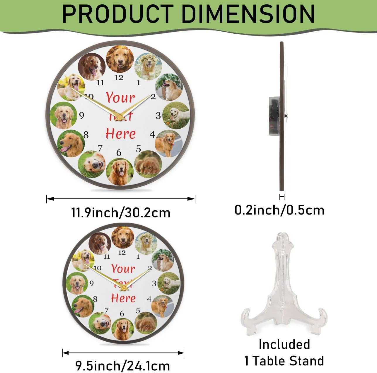 Custom Clock Customized Wall Clock Silent Non-Ticking,Personalized Round Wall Clocks Battery Operated for Living Room,Kitchen,Bathroom,Office