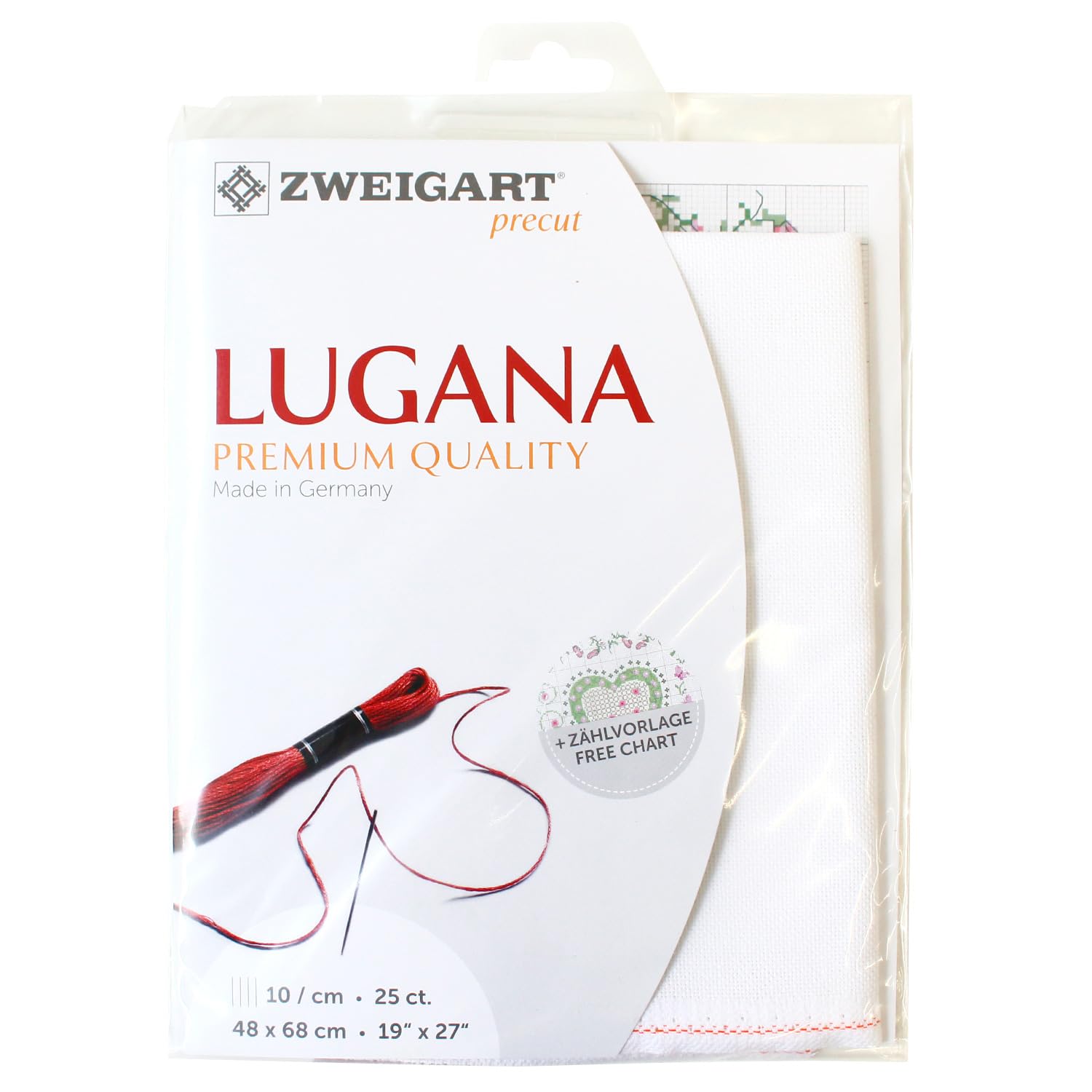 Zweigart Lugana Col. 100 Precut Full Cut to Size, 48 x 53/68 cm