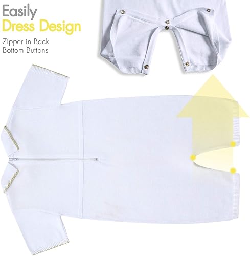 Miniatura 5 de HAPIU Traje de bautismo para bebé niño con sombrero y calcetines, traje de bautizo con detalle de cruz