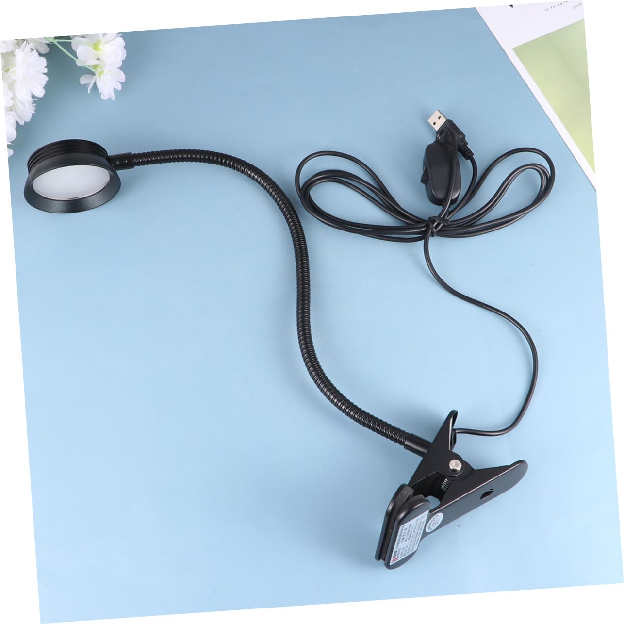 Gatuida Lámpara de Lectura LED USB Clip 4w Negra para Cama | Cuello Flexible, Pantalla para Cuidado Visual, Diseño Portátil, Incluye Cable USB y Sujeción Robusta