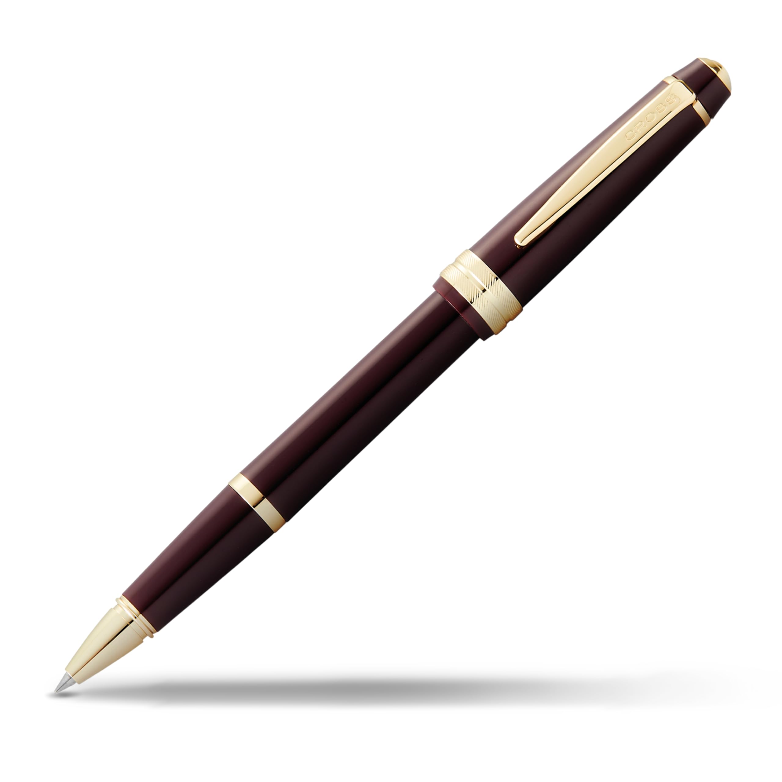 CROSS Bailey Light Rollerball Pen - F Line Width - Black Ink - Gift Boxed - Red Lacquer with Gold Fittings