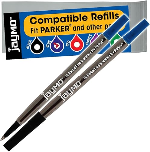 Jaymo Repuesto para Parker Quink 1950324  Medidas 4.56 in  116 mm de largo  Recambio de bolígrafo roller  2 azul