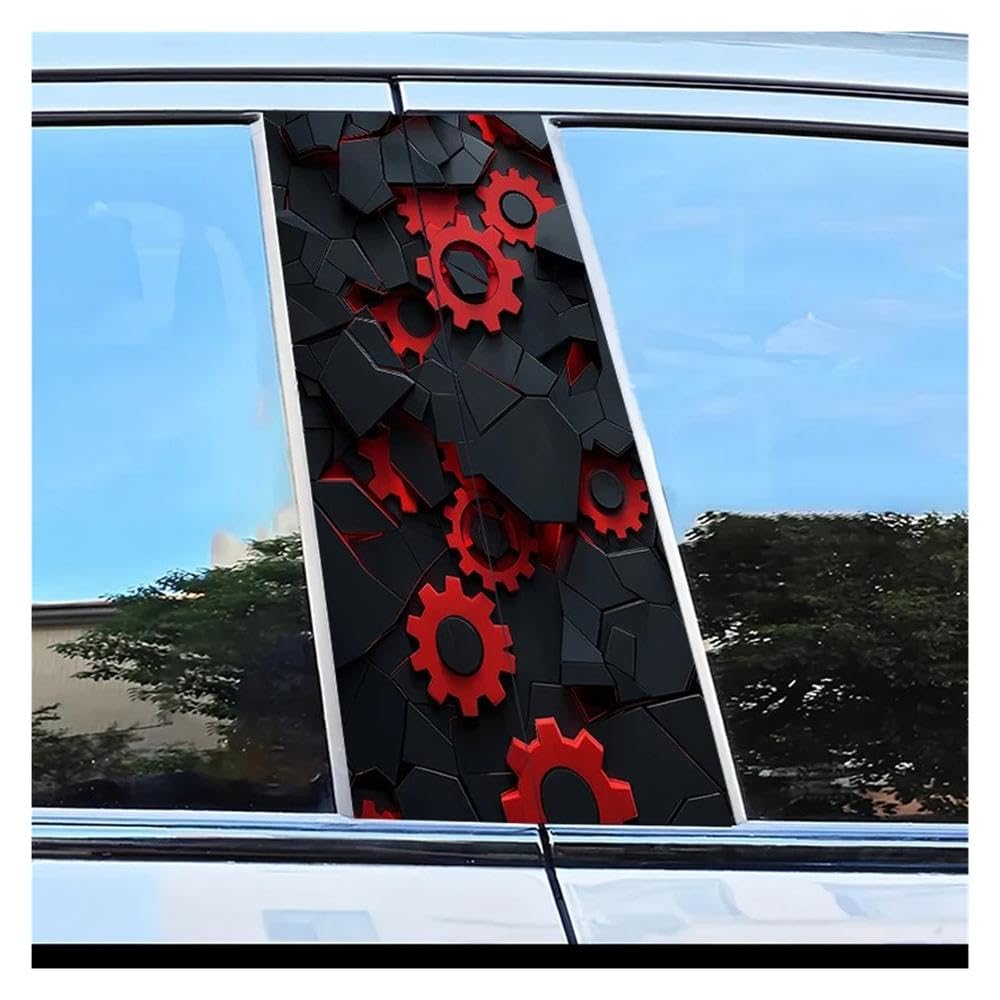 Dabhuoc One Color Car Parts 2Pcs Car Door Pillar Decoration Sticker Gear Pattern Scratch Resistant Film