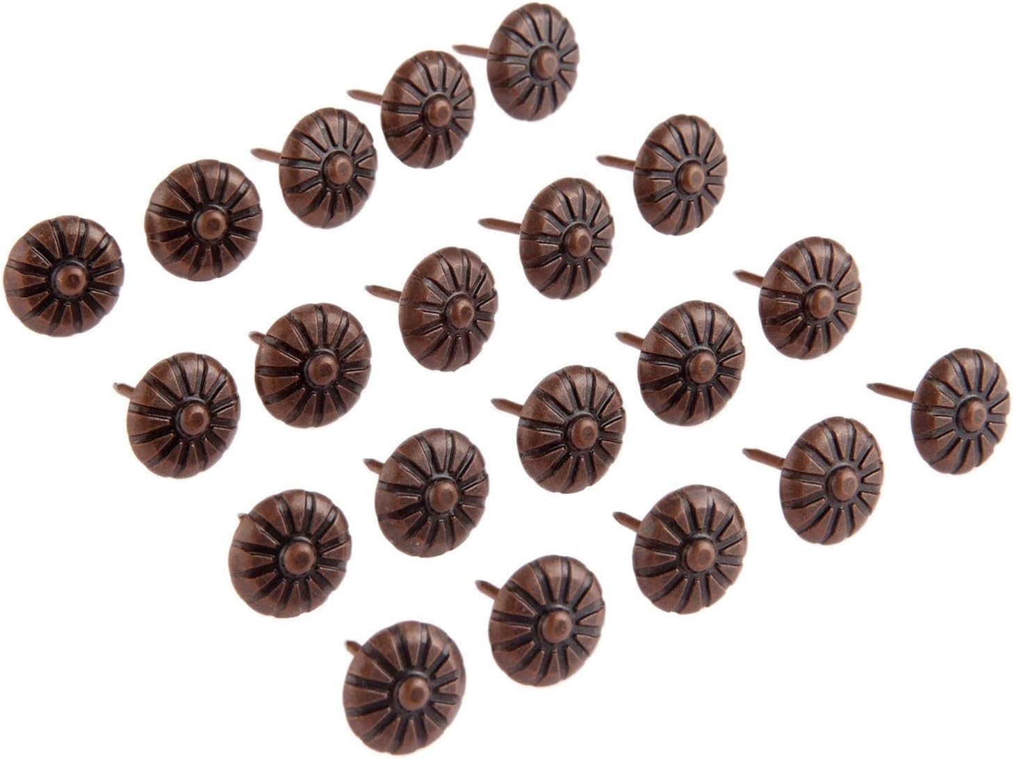 Punaises de Rembourrage, 20 pièces Antique Fleur Tapisserie d'ameublement Clou boîte à Bijoux canapé Meubles décoratifs Clous punaises Goujon Punaise Clou de Porte(Red Copper)
