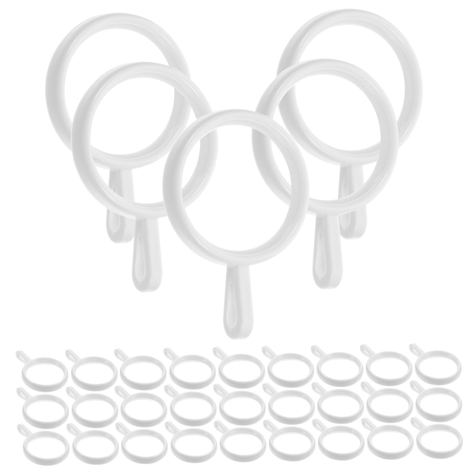 Anneaux de Tringle à Rideaux Blancs en PP 190 Pièces, Design Épaissi
