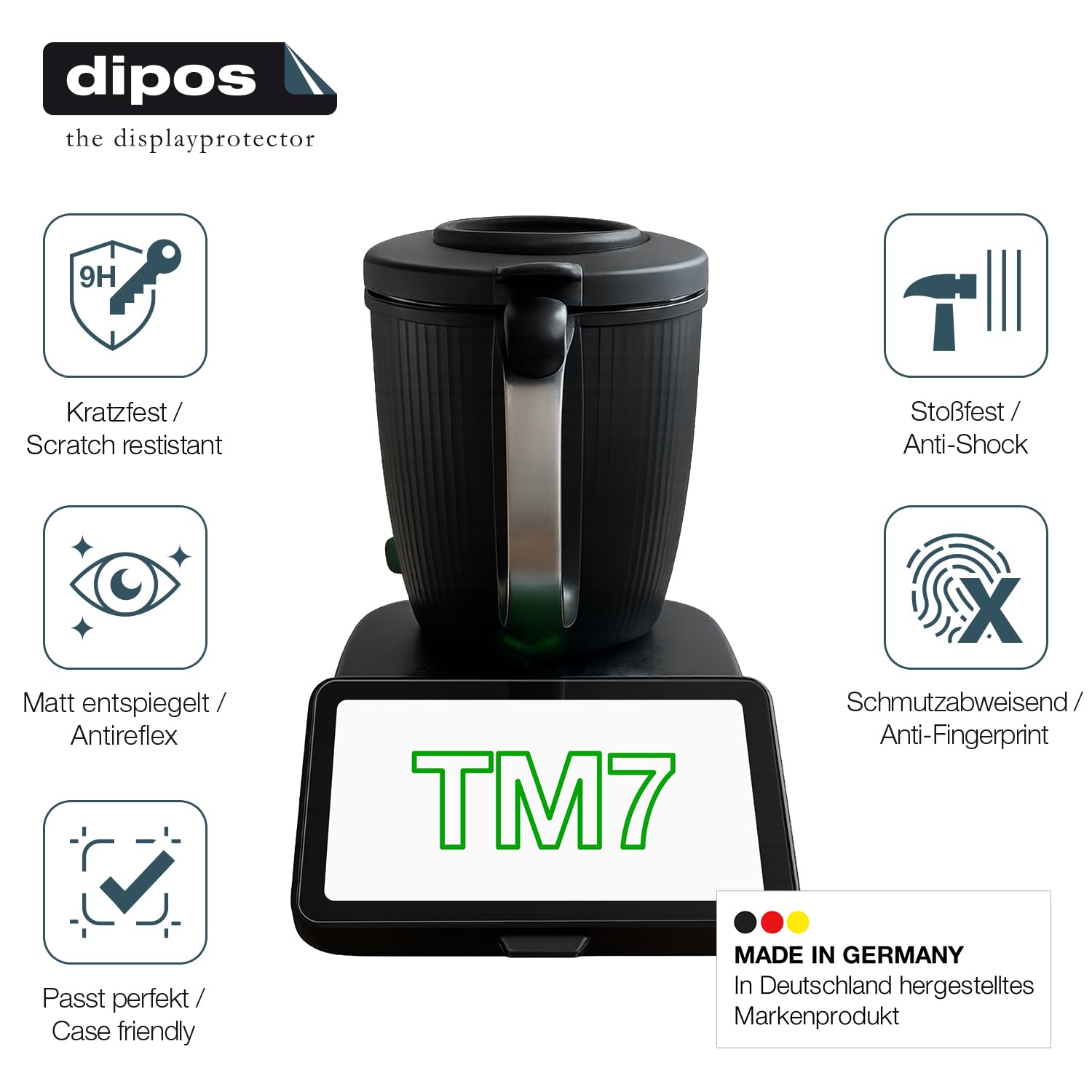 2x Pellicola Protettiva per Vorwerk Thermomix Bimby TM7 Protezione opaco Vetro