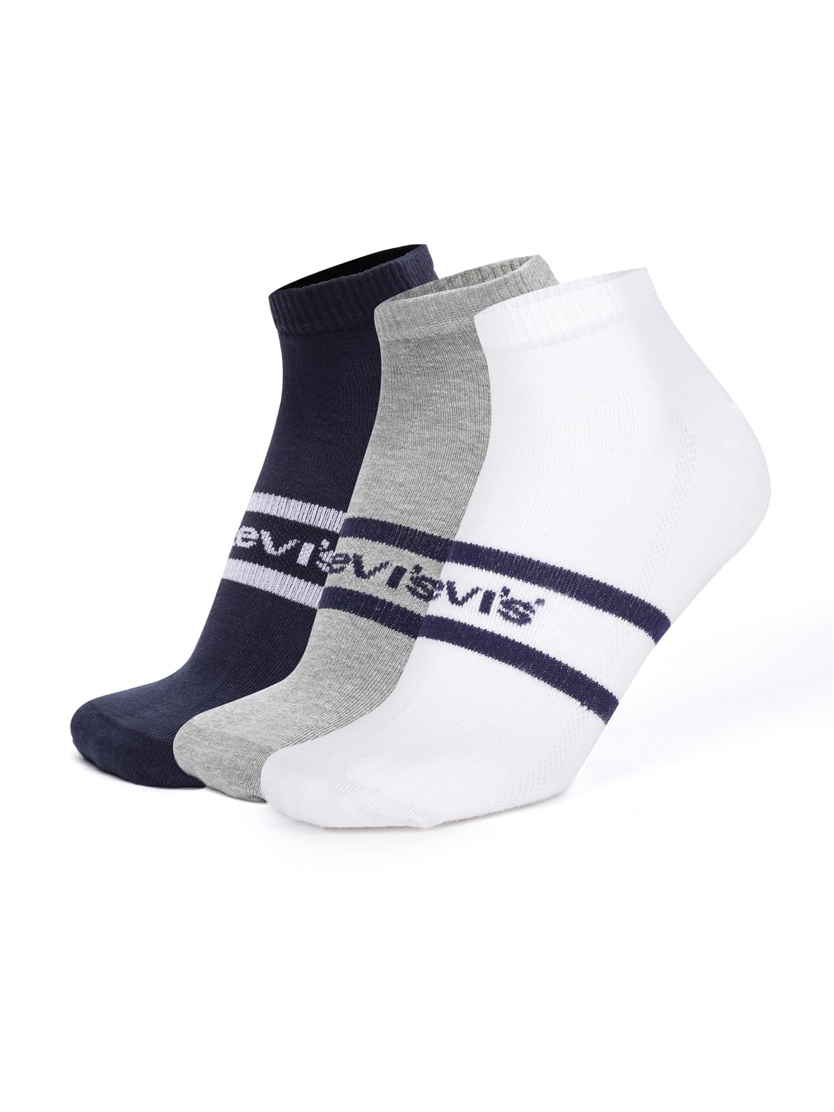 levi's LS304 Men's Cotton Stretch Ankle Cut Non Terry Socks (Pack of 3)-picture-42