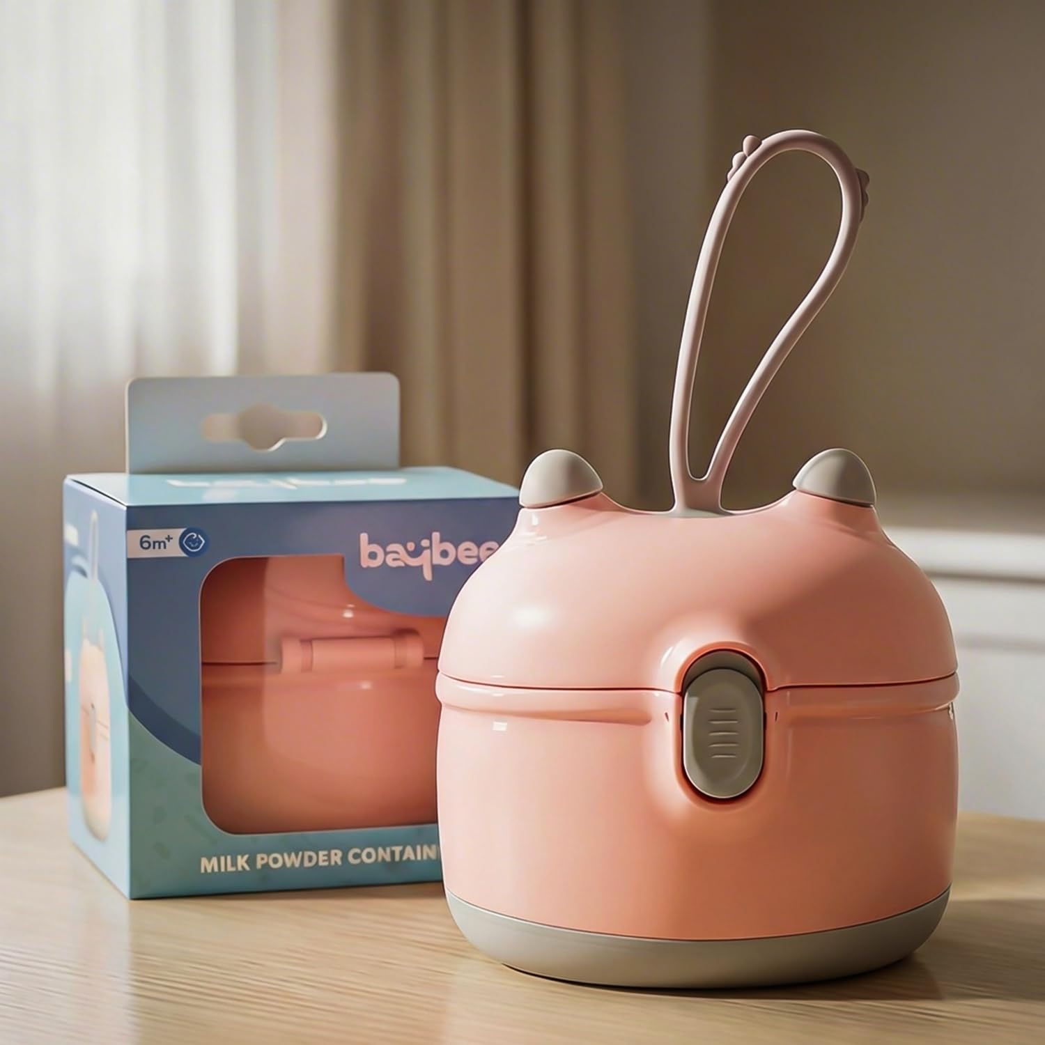 BAYBEE Plastic Portable Baby Formula Dispenser,Travel Milk Powder Formula Container With Scoop,Scrapers,Seal&Handle|Kids Snack Baby Food Storage Container|Milk Powder Dispenser For Baby(Pink)-image-34
