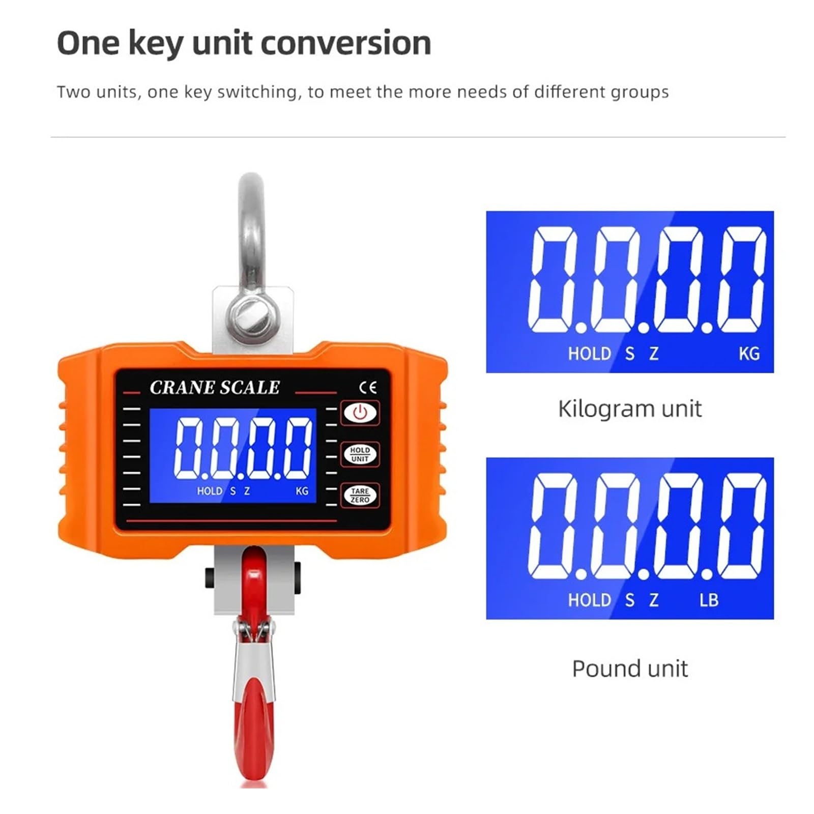 Cyfrowa waga LCD Waga dźwigowa Przemysłowa elektroniczna Wytrzymałe narzędzie do ważenia z haczykiem