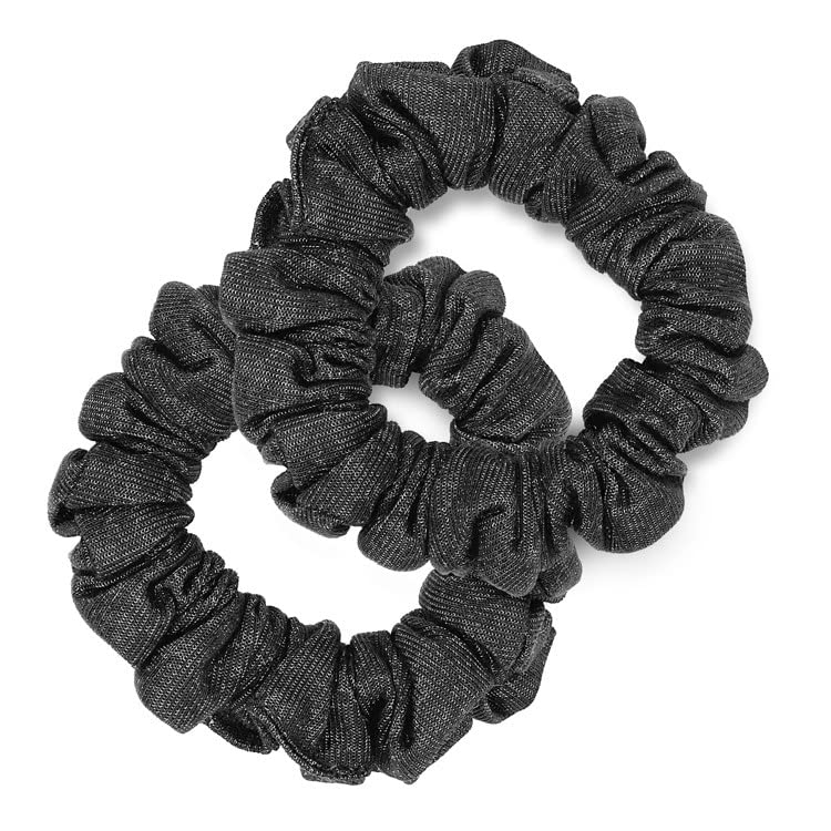 TRU47 99% Pure Silver Fabrics Hair Scrunchies (2 Pack, Black)
