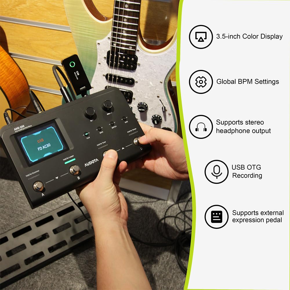 AUDOTA AME-200 - Procesador multiefectos de guitarra con modelado