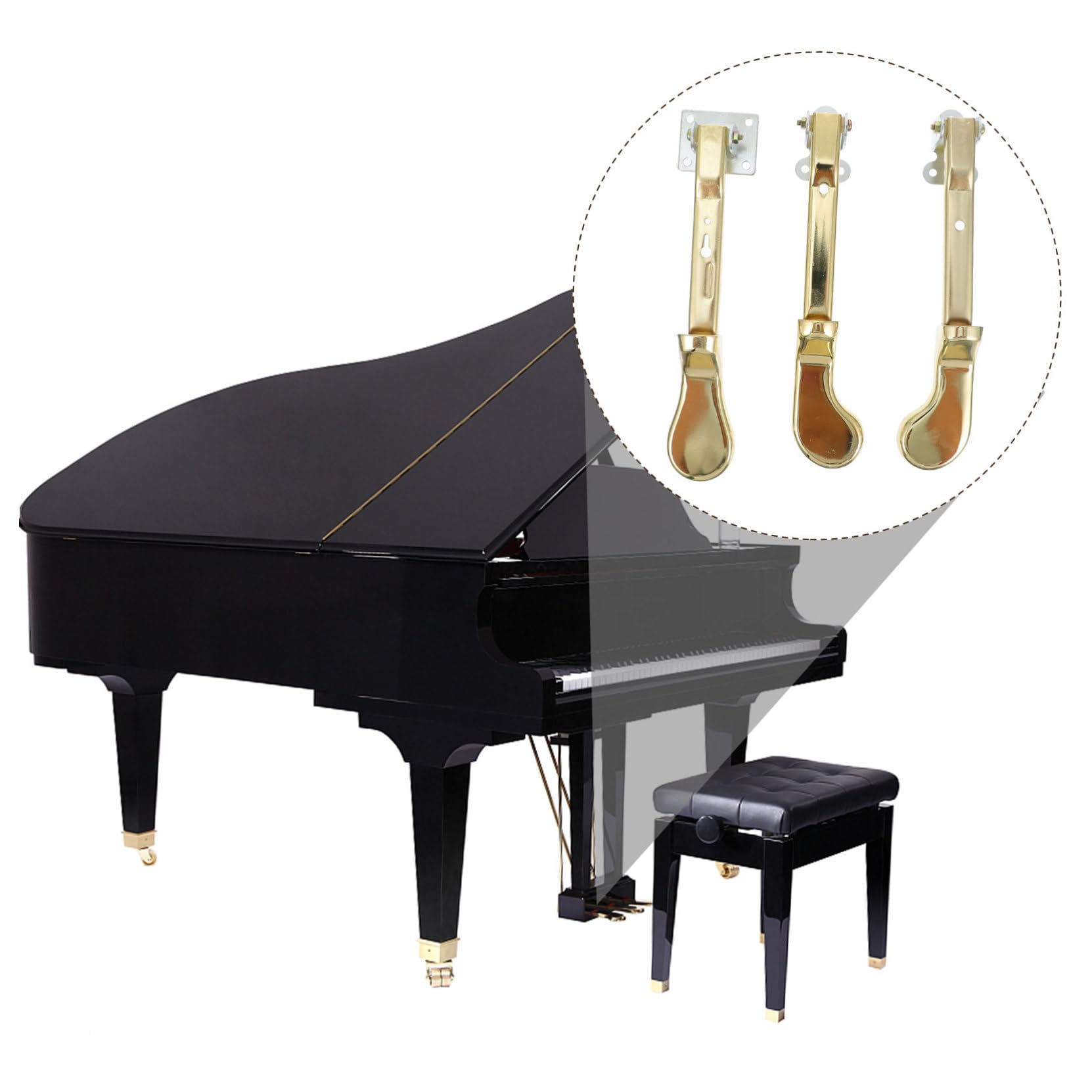ERINGOGO 3 pezzi Pedali Piano in Metallo Premium per Pianoforte Verticale Accessori Resistente e Design Elegante Pedalini Dorati per Pianisti Professionisti e Appassionati
