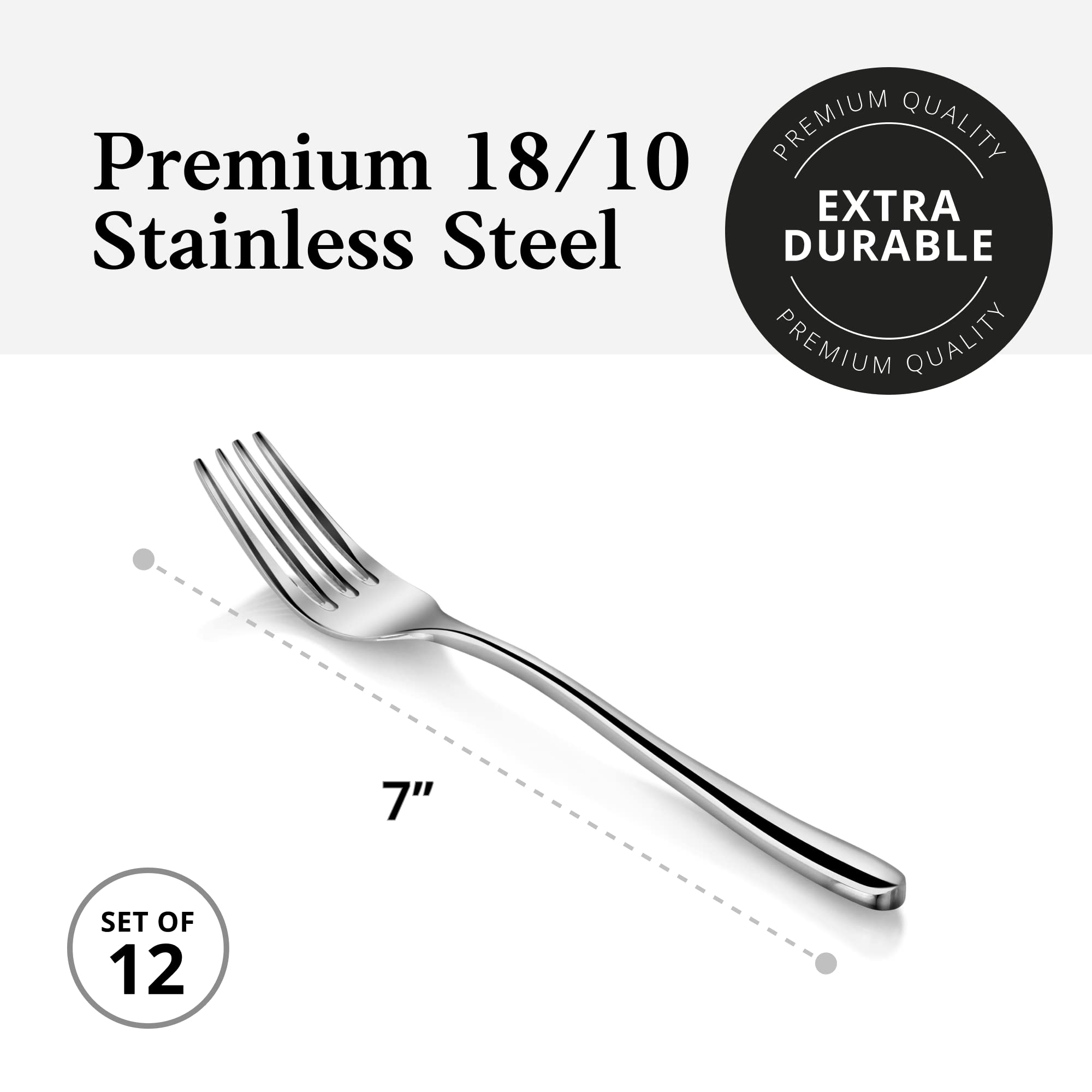 Artaste Rain II Forged 18/10 Stainless Steel Salad Fork, 7-Inch, Silver, Set of 12 — Amazon image 7
