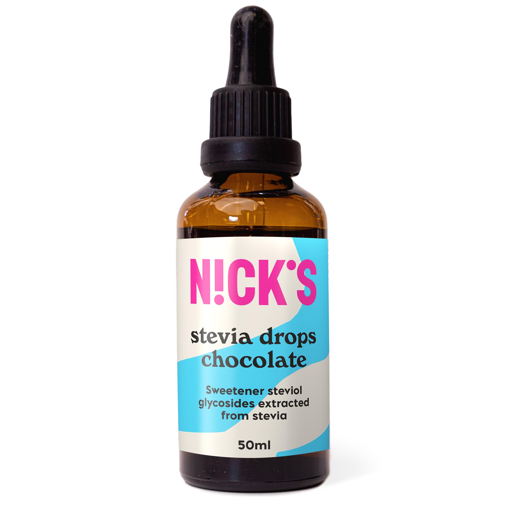 NICKS Stevia Flüssig Flavour Drops Schokolade (50ml), Keto Zuckerfreie Tafelsüße ohne Kalorien, Low carb Zuckerersatz, Süßstoff, Flüssigsüße, Alternative zu Zucker, Süßungsmittel mit Pipette