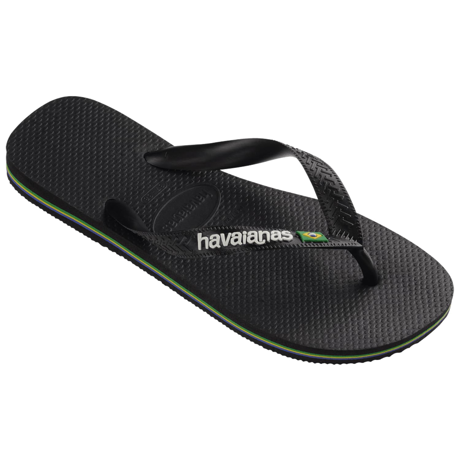 Havaianas Kids Brazil Logo Flip Flops - Kids' Summer Sandals for Boys & Girls - Black, 3Y/4W big kid