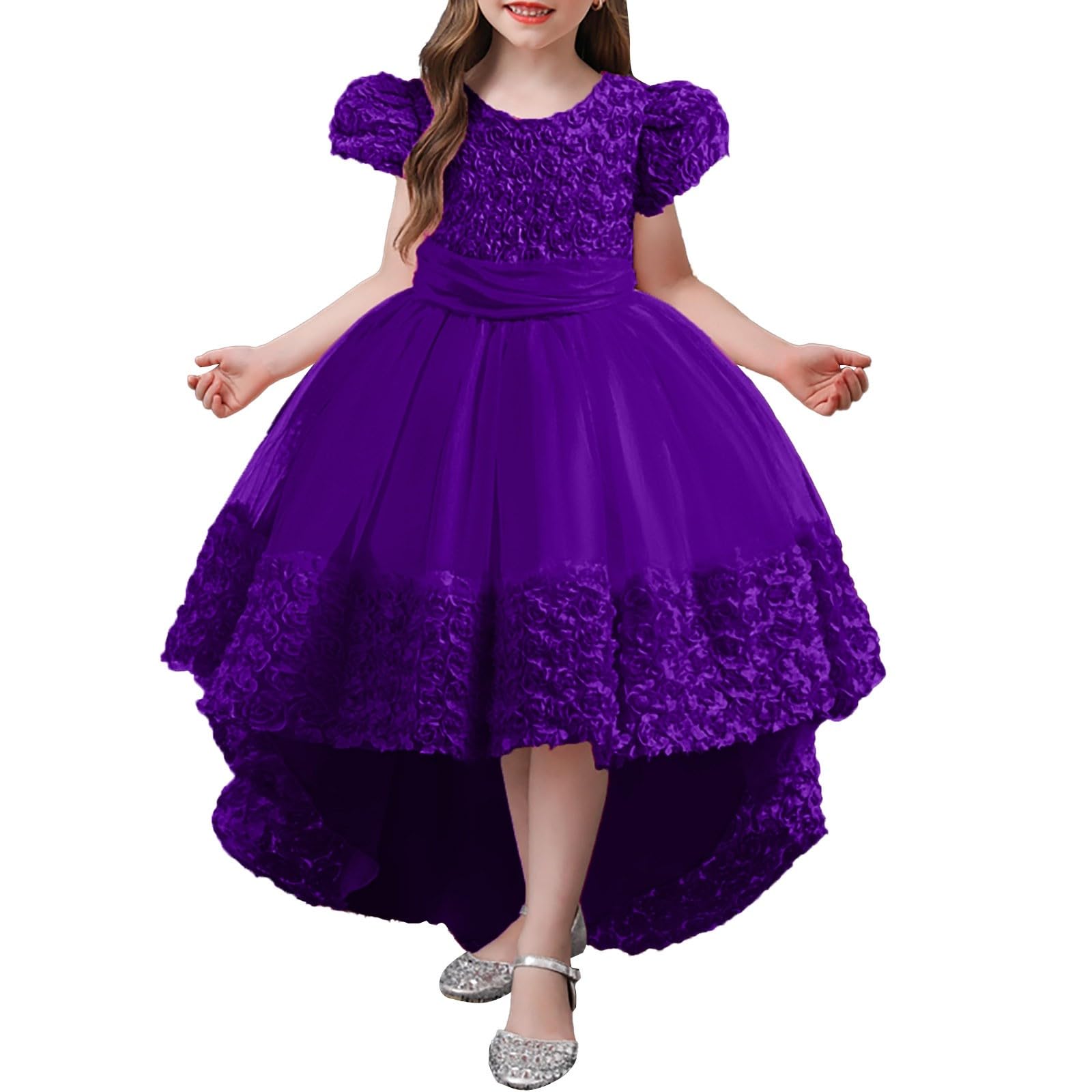 HLTYGWX Kleider für Mädchen, Rock, Mädchenkleider, Kleider für Blumenmädchen, Spitze, Hochzeit, Party, formelles langes Kleid