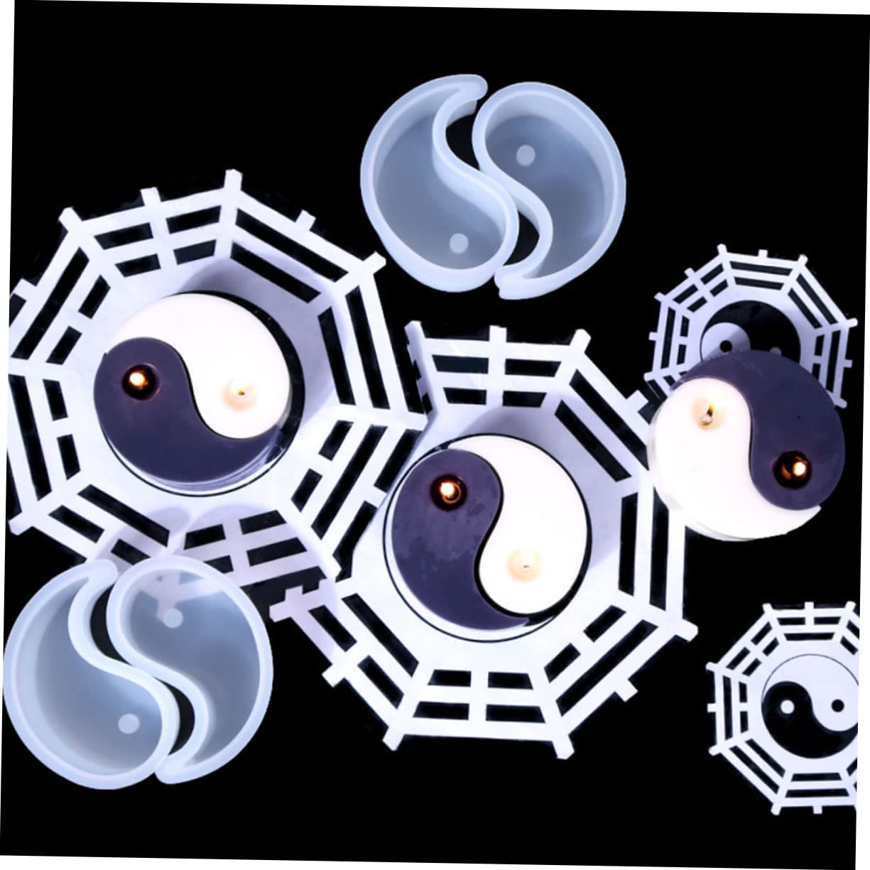 8piezas Moldes De Silicona Para Velas Moldes De Aromaterapia Para Jabón y Decoración De Tai Chi Herramientas De Manualidades Para Crear Velas y Jabones Personalizados