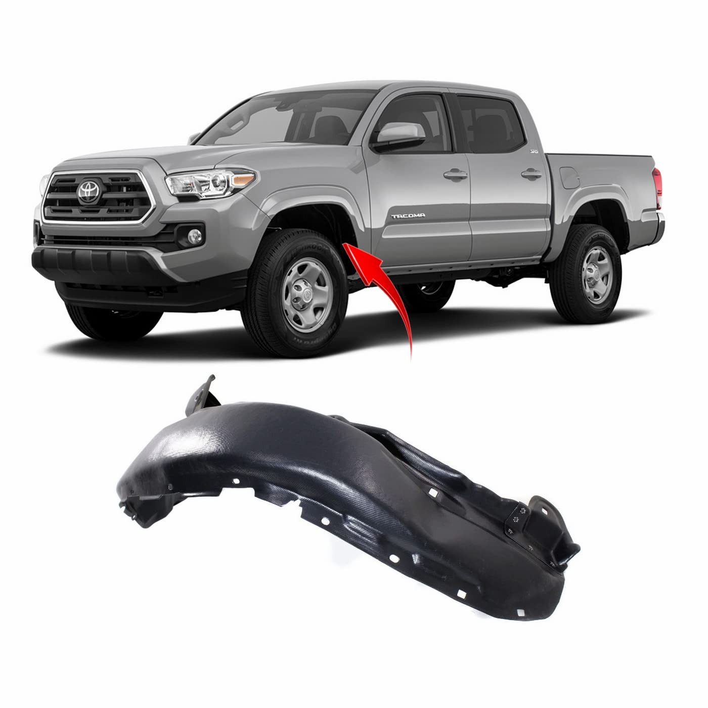 Photo 1 of FitParts Compatible with Front Left Driver Side Fender Liner Toyota Tacoma 2016-2021. New, Plastic & Ready to Install. TO1248205 5387604080