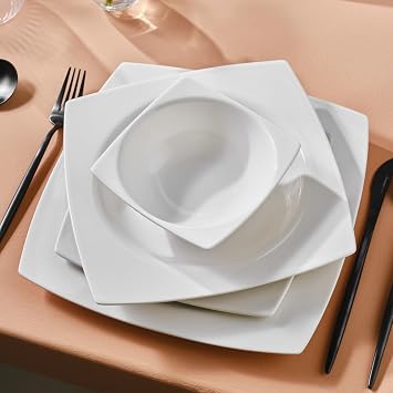 Karaca Square Bone Royal White 24 Parça 6 Kişilik Yemek Takımı