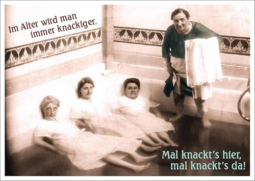 Gutsch Verlag Lustige Postkarte für Senioren: Humorvolle Vintage-Karte im Retro-Badewannen-Stil - Witziges Geschenk voller Ironie