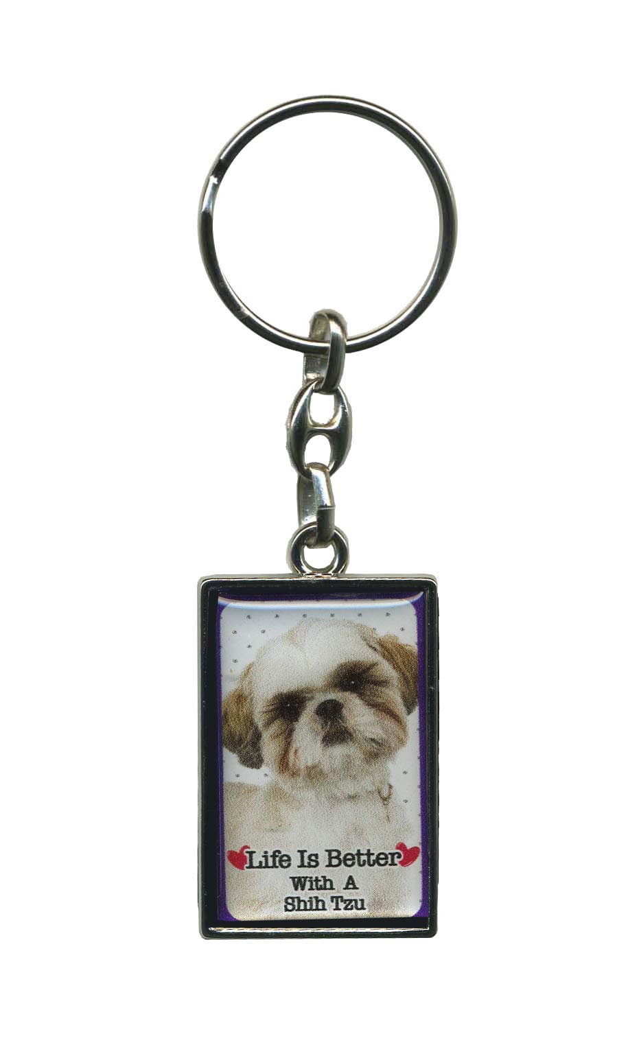 Metal Keyring - Life Is Better With A Dog (Shih Tzu (Clipped))