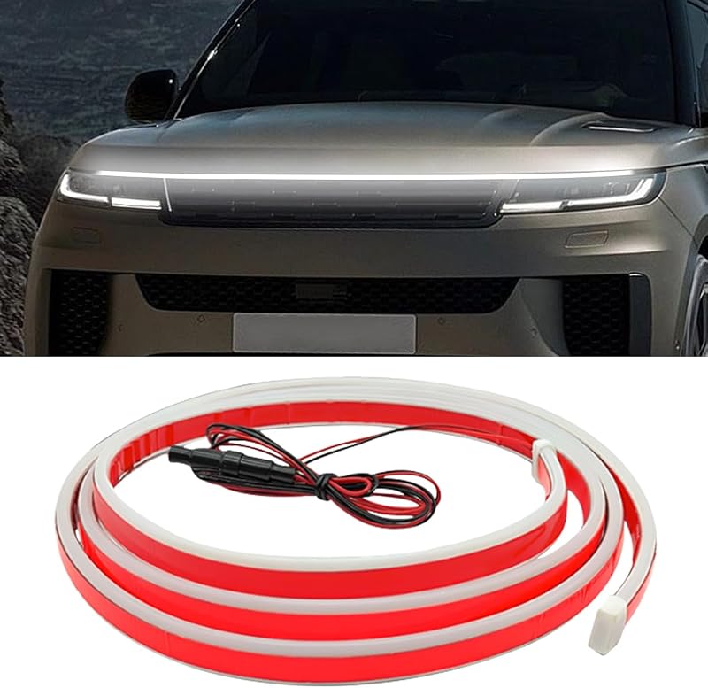 71 Inch Exterior Car LED Hood Light Strip, White | Flexible Waterproof Dynamic Scan Start Up Hoodbeam Lights, Universal 12V Bright Daytime Running Light Strip for SUVs, Trucks