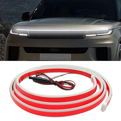UHANBUT 71 Inch Exterior Car LED Hood Light Strip, White | Flexible Waterproof Dynamic Scan Start Up Hoodbeam Lights, Universal 12V Bright Daytime Running Light Strip for SUVs, Trucks