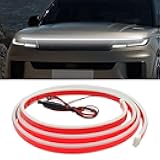 UHANBUT 71 Inch Exterior Car LED Hood Light Strip, Flexible Waterproof Dynamic Scan Start Up Hoodbeam Lights, Universal 12V Bright Daytime Running Light Strip for Cars, SUVs, Trucks (White)