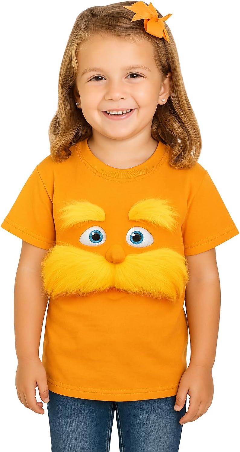 Orange Mustache Costume T Shirt – Halloween Holiday Kids Teens Adults – Tshirt for Girls & Boys