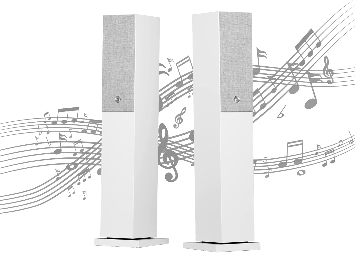Audio Pro A38 Wireless Bluetooth Floorstanding Speakers | WiFi, HiFi, Multiroom Home Entertainment Stereo | Compatible w/Airplay 2, Spotify | for Ultimate TV Sound | White