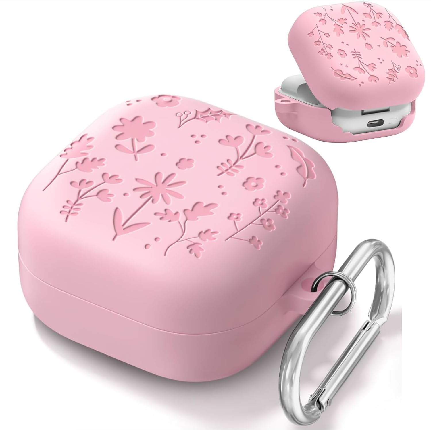 LATALI Floral Engraved Silicone Case for Samsung Galaxy Buds 4 Pro