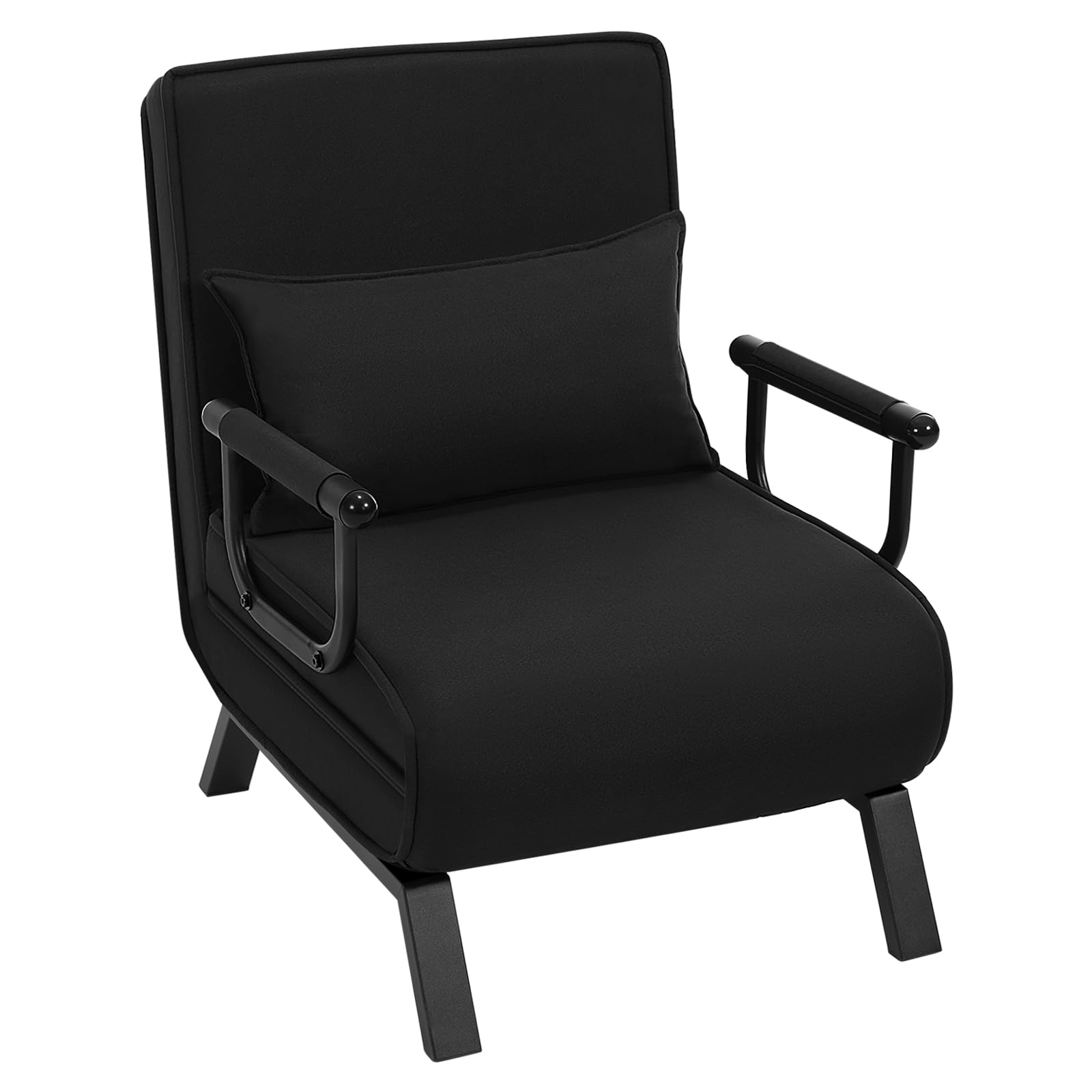 WOLTU Schlafsessel 3 in 1 mit bettfunktion, Gästebettfür, Schlafsofa mit Bettfunktion, Verstellbarer Rückenlehne, Wohnzimmer, Schlafzimmer, Balkon, Metallrahmen Leinen, 65 x 75 x 78cm, Schwarz