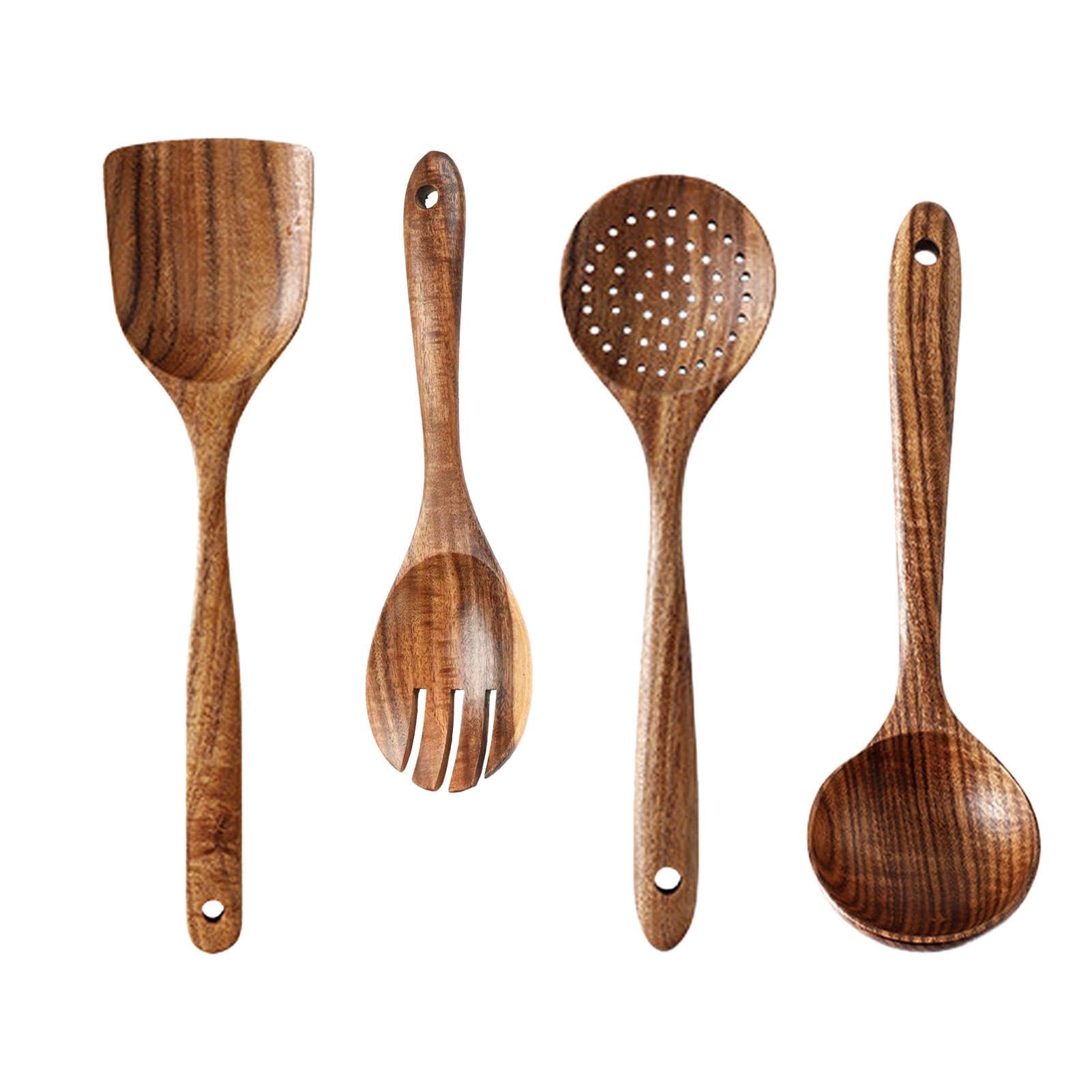 Cucharas de cocina de madera para cocinar sin rayar ni dañar tus ollas antiadherentes
