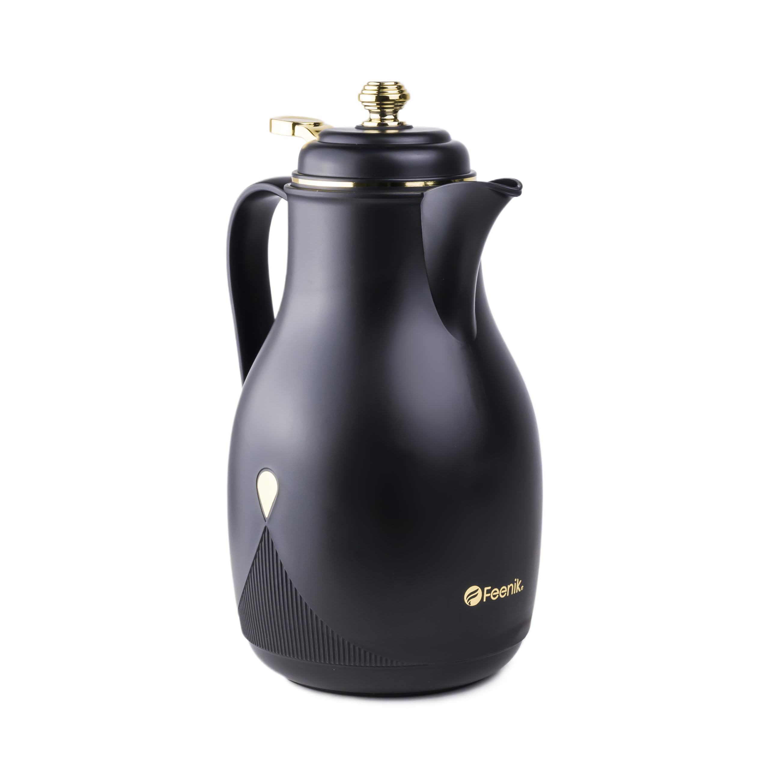 Cuisine ArtFeenik 1L Double Wall Vacuum Flask - Stylish Design with Pink Glass Inner, Portable & Durable PP Outer Body, Comfortable Handle - Ideal for Hot or Cold Drinks - Black