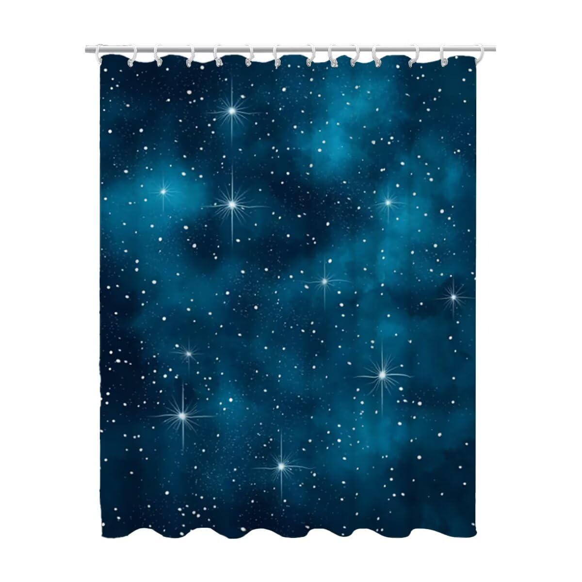 Rideau douche bleu 100x200 étanche en polyester lesté pour baignoire chic