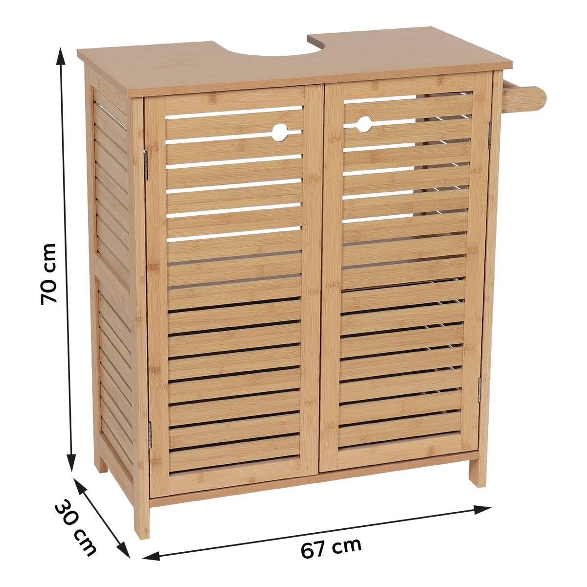 TENDANCE Szafka pod umywalkę 2-drzwiowa i 1 półka wewnętrzna wys. 70 cm - naturalna