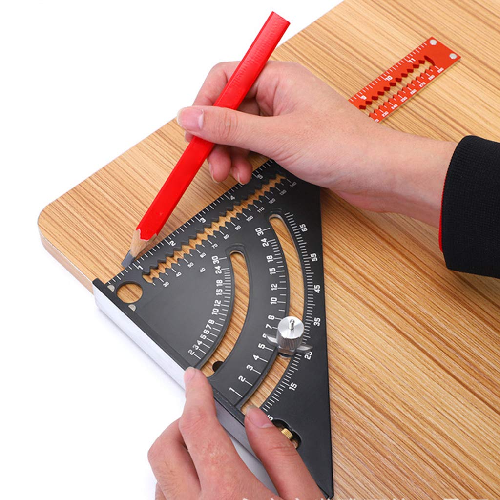 Woodworking Scribe Scale Ruler Multifunctional Metric Inch Scribe Ruler Aluminum Alloy for Triangle Square Ruler