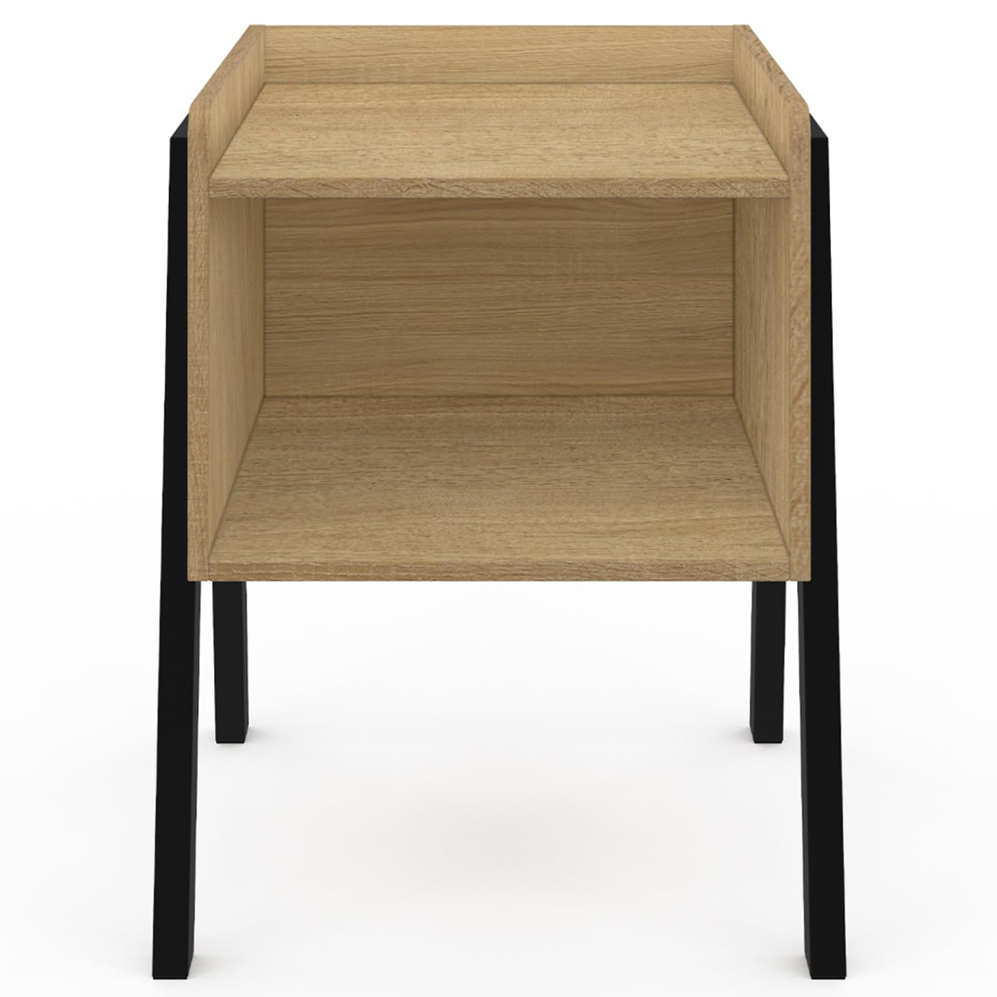 IDMarket - Lot de 2 Tables de chevets DALAT Bois et Pieds métal Noir