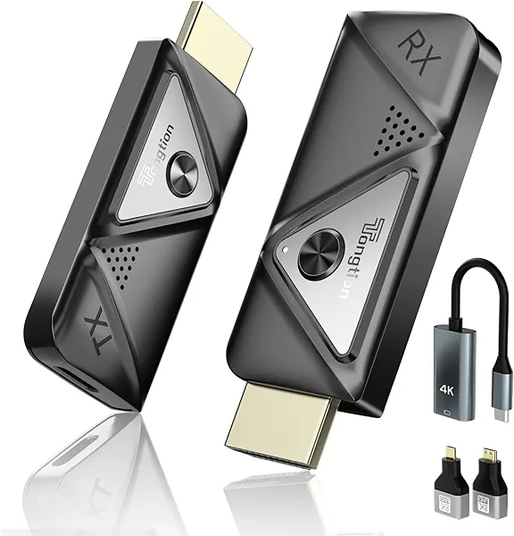 Wireless HDMI Transmitter and Receiver, 4K Decode 1080P Portable Wireless HDMI Kit, 2.4/5GHz Plug & Play, for Streaming Video and Audio to Monitor from Laptop/Pc/Tv Box