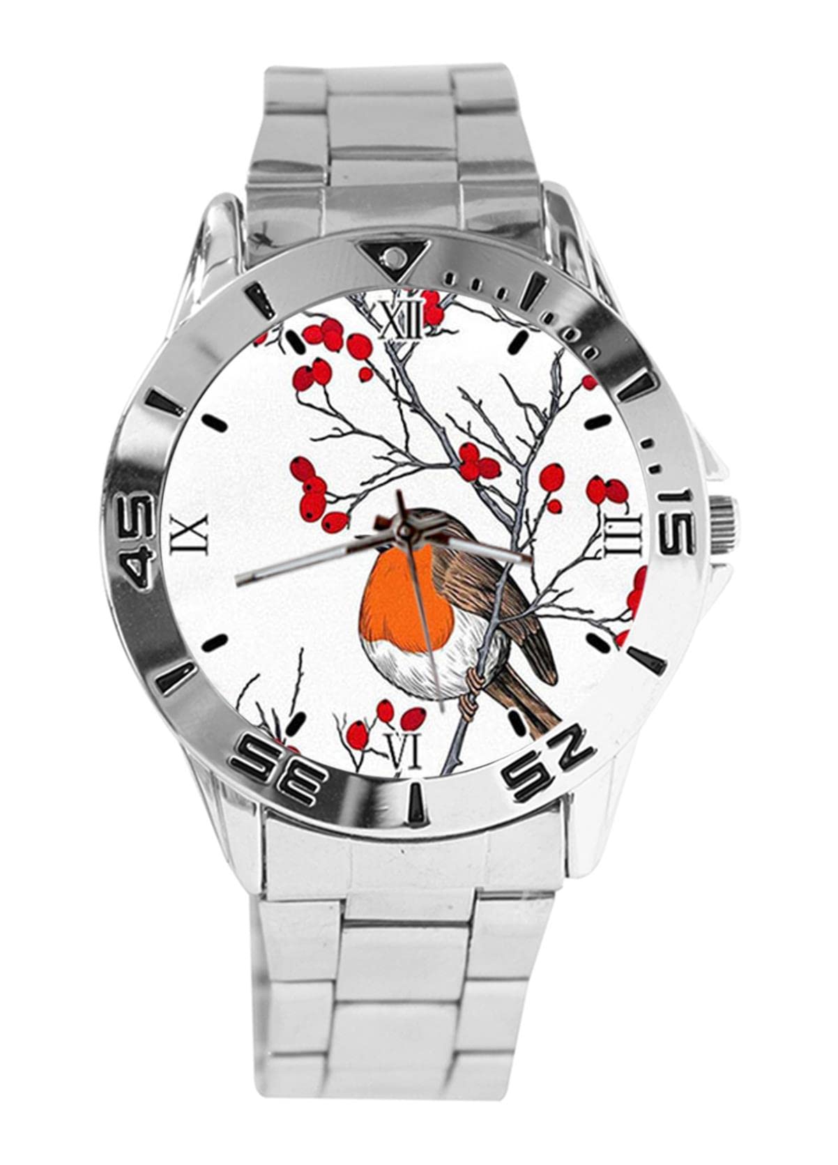 GenericSparrow Personality Watches Women Men Analog Wristwatch Unisex Stainless Steel Silver Wrist Watch
