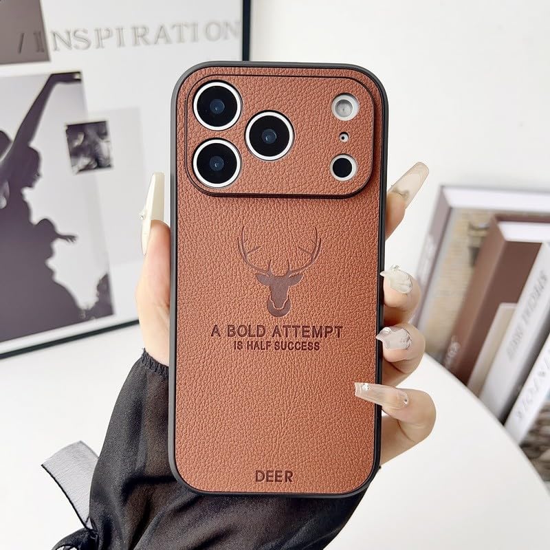 Coque arrière antichoc iPhone 14 Pro Max, étui silicone marron rigide