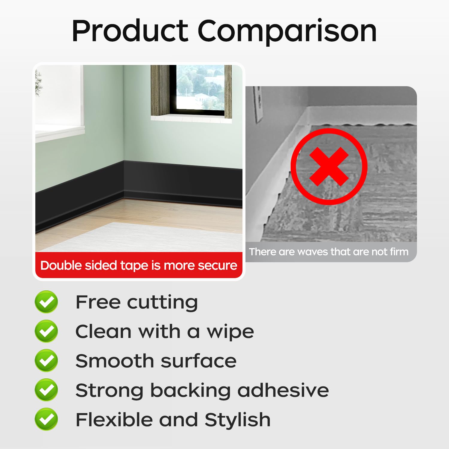 Snapklik.com : Flexible Baseboard Molding Trim 3 Inch