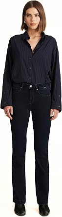 Mavi Womens Vicky Mid Rise Bootcut Jeans, Ink Feather Luxe