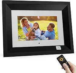 Kodak Moldura digital de madeira de 17,8 cm com controle remoto, tela IPS HD, rotação automática, montagem na parede, ligar/desligar automático, aproveite seu precioso momento na apresentação de slides (preto, 17,8 cm)