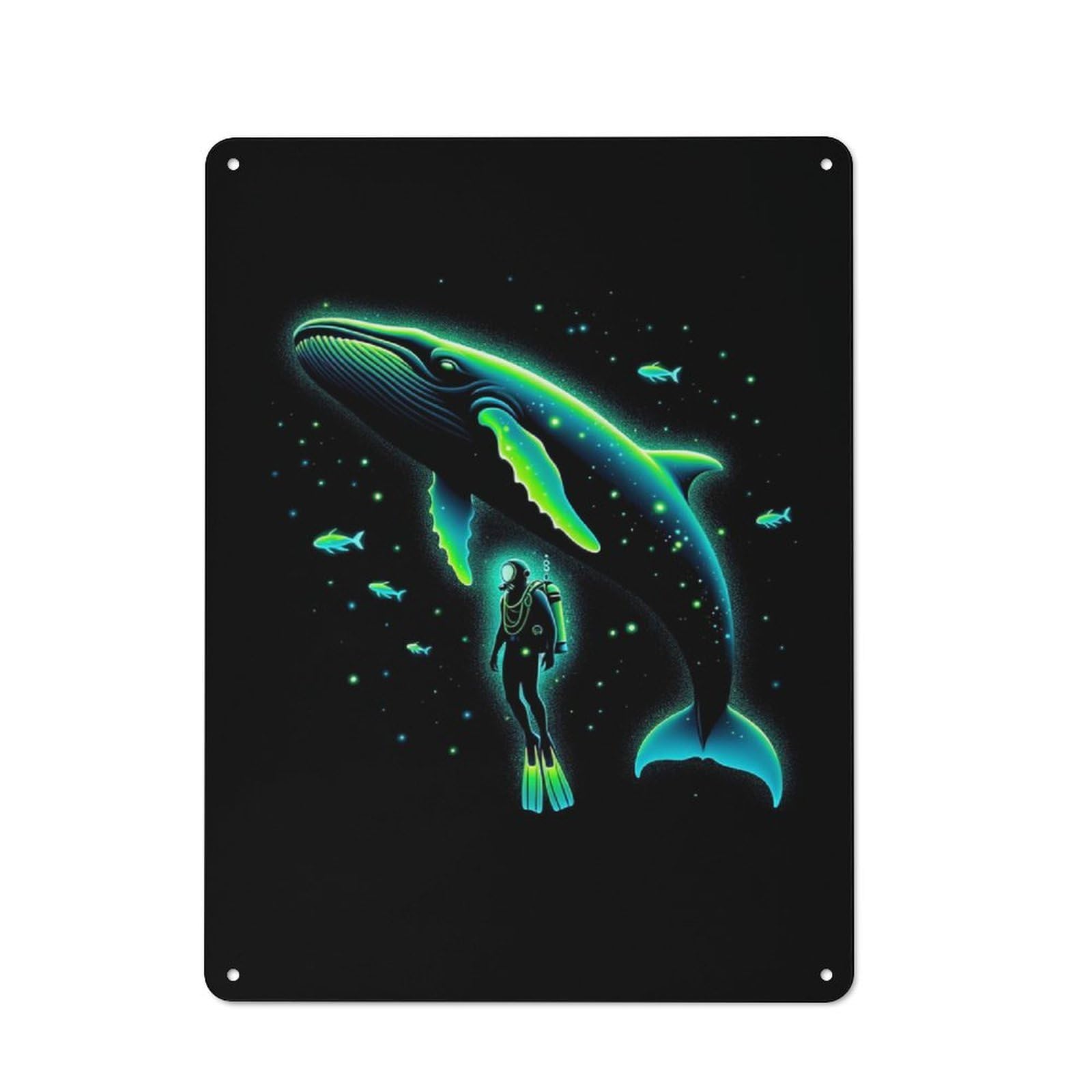 Junmoney Scuba Diver And Whale Tin Wall Plaque 40X30cm With For Bar Or Restaurant, Housewarming Wall Decor For People Furnishing Bar And Restaurant