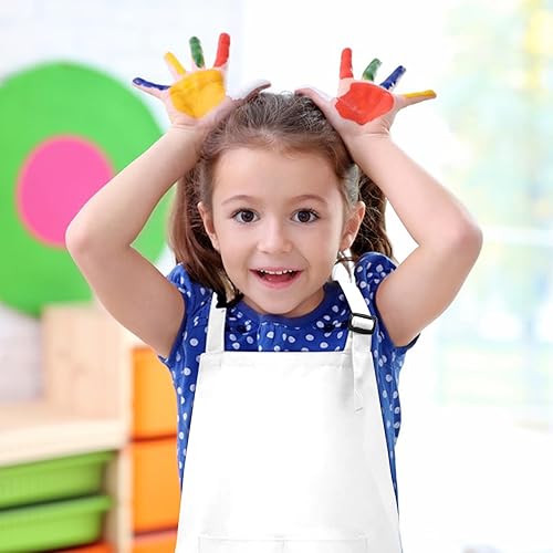 Miniatura 7 de 15 delantales para niños con bolsillos, delantales ajustables para pintura de chef, a granel para niñas y niños de 6 a 13 años, cocinar, hornear,